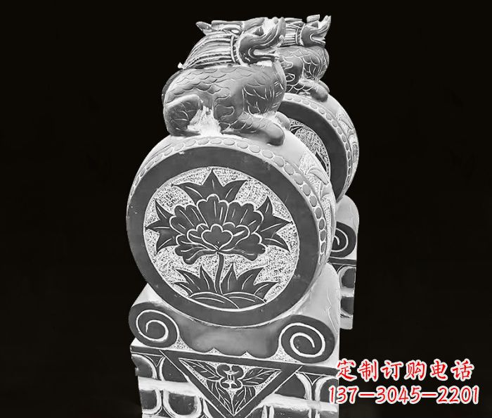廊坊传统麒麟雕塑石门墩