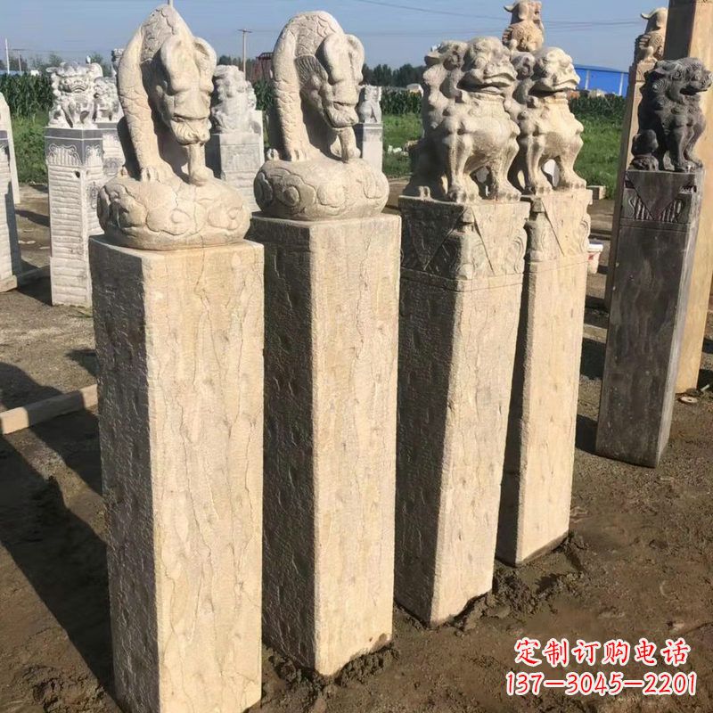 廊坊仿古麒麟貔貅马柱雕塑