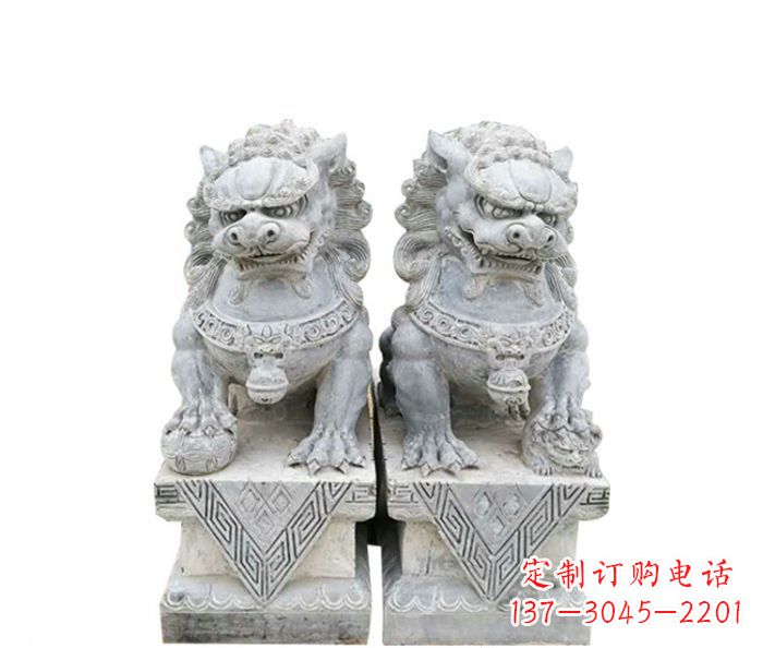 廊坊仿古瑞兽狮子石雕 (2)