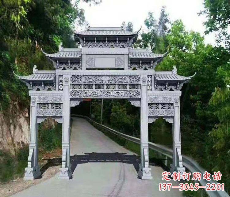 廊坊仿古三门牌坊石雕