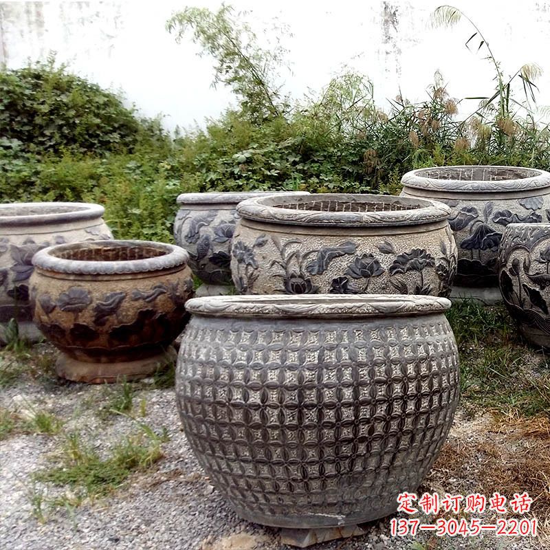 廊坊仿古石雕花盆水缸