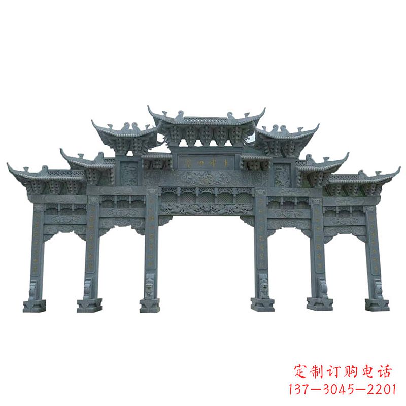 廊坊仿古石雕牌楼五门石牌坊