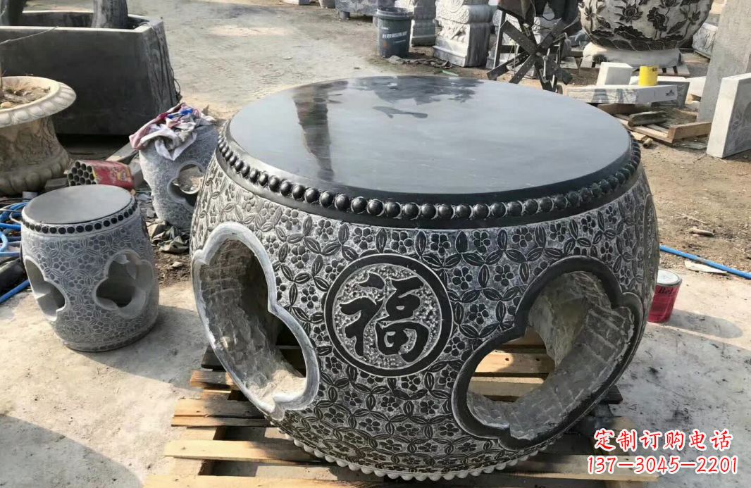 廊坊中领雕塑 | 精美仿古石桌凳雕塑