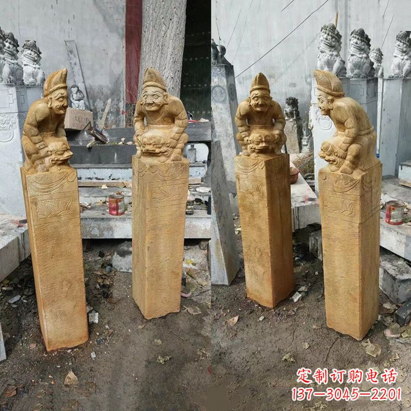 廊坊经典仿古拴马桩雕塑