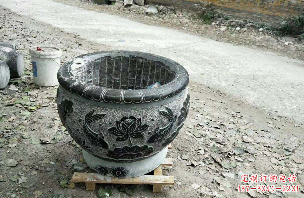 廊坊仿古圆形水缸石雕