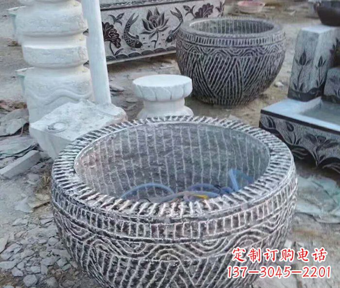 廊坊仿古招财水缸石雕