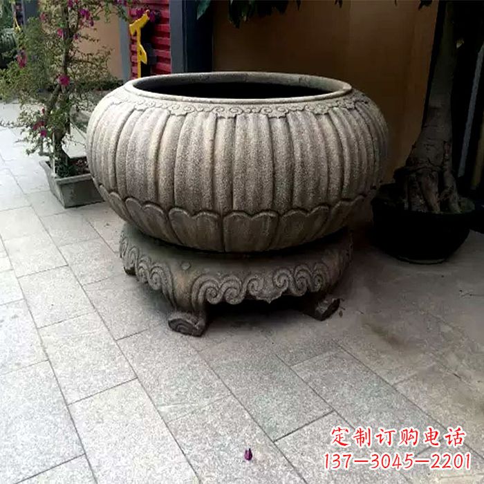 廊坊仿古做旧石雕花盆水缸