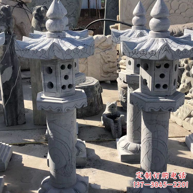 廊坊中式仿古青石灯笼雕塑