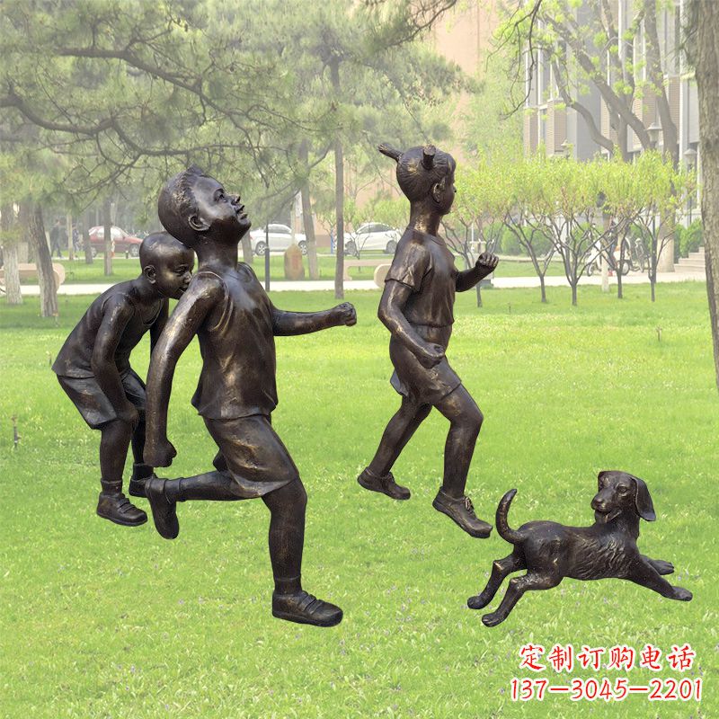 廊坊仿铜跑步小孩雕塑