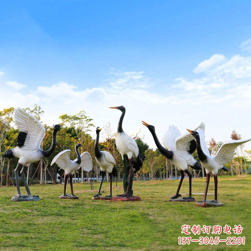 廊坊雕刻传统文化,精美仙鹤雕塑