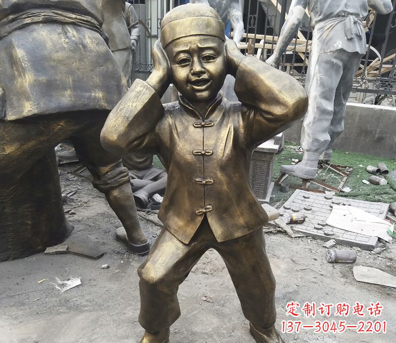 廊坊儿童放鞭炮铜雕
