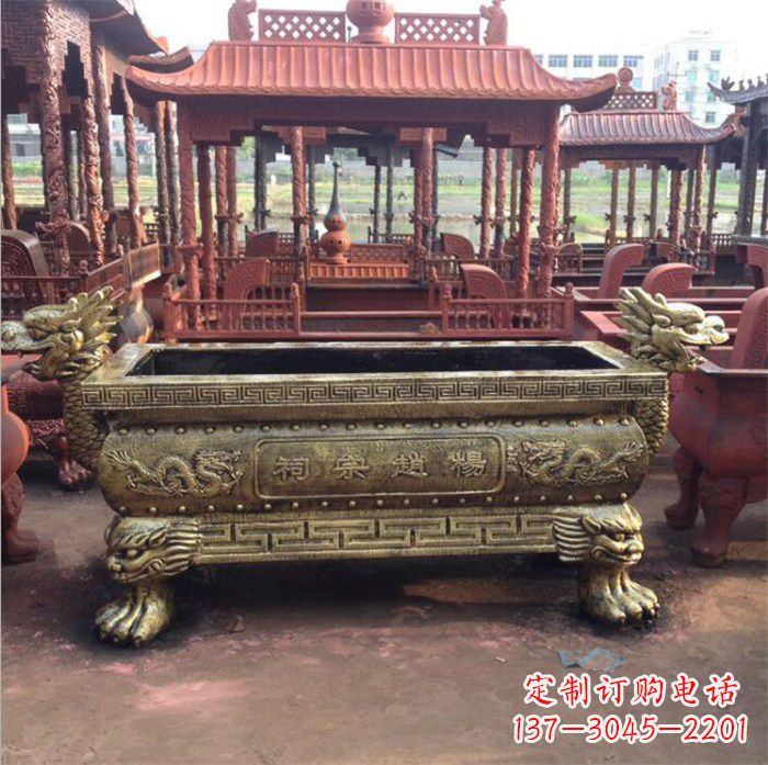 廊坊浮雕麒麟铜香炉