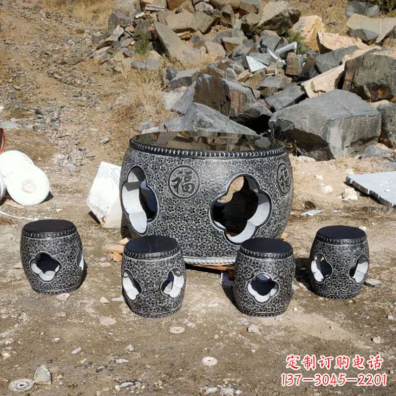 廊坊福字青石桌凳雕塑