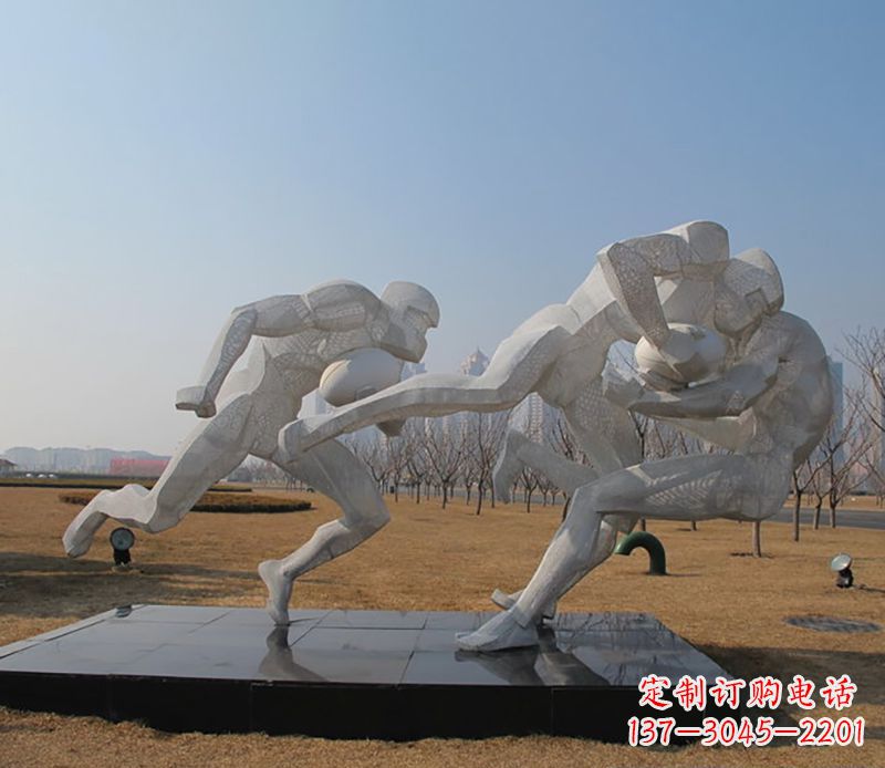 廊坊不锈钢橄榄球体育雕塑