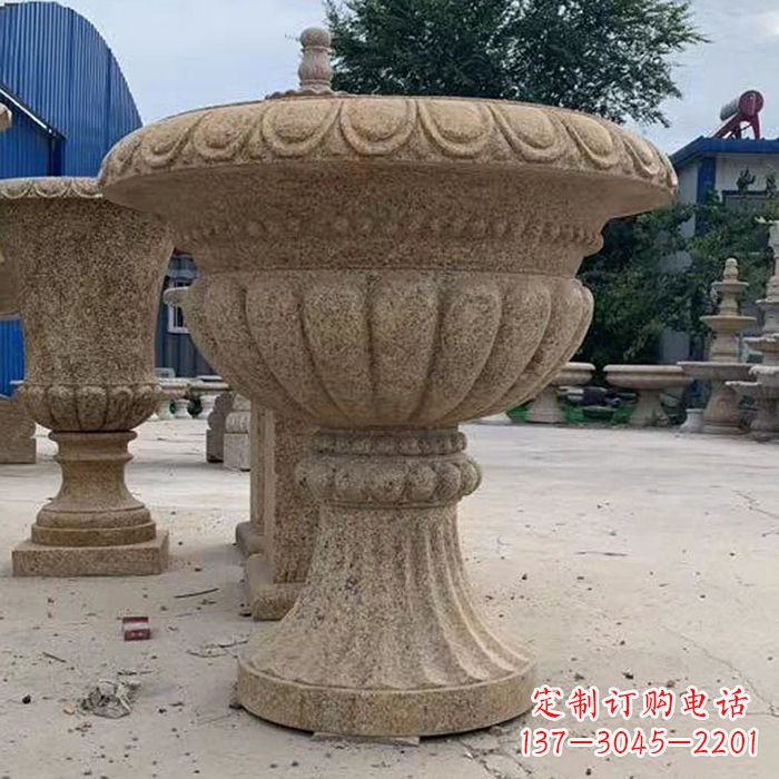 廊坊优雅高墩欧式石雕花盆