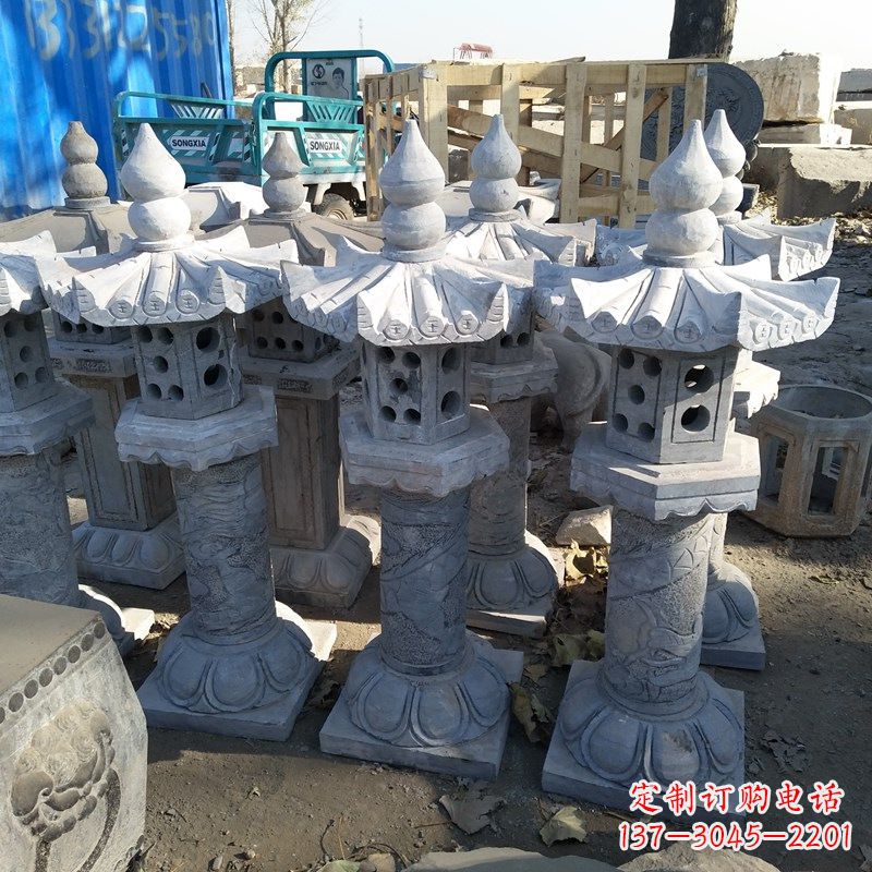 廊坊高墩青石中式灯笼雕塑
