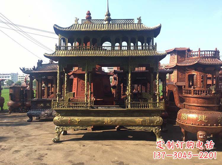 廊坊高浮雕螭龙纹铜香炉