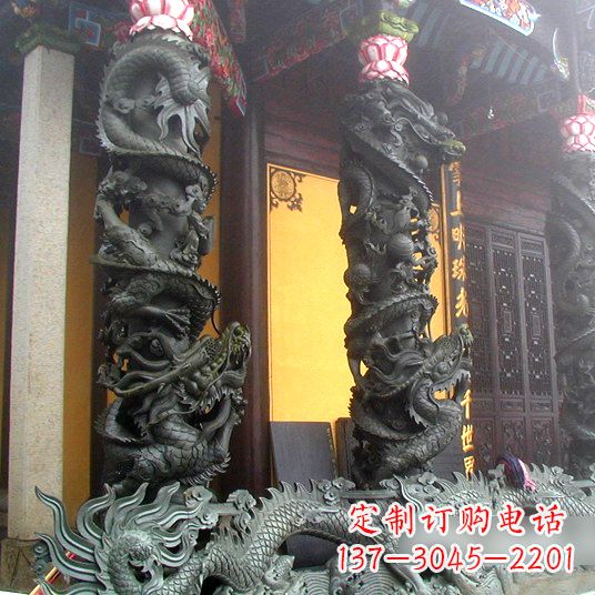 廊坊高浮雕龙柱铜雕塑