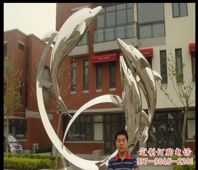 廊坊精细不锈钢海豚雕塑