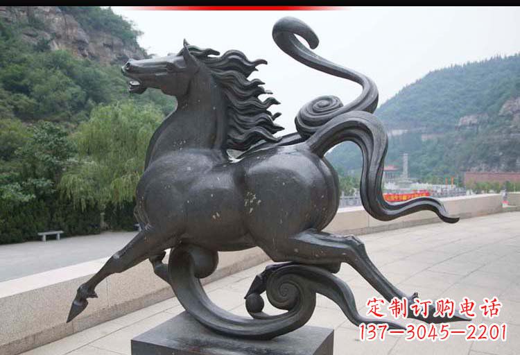 廊坊公园奔马铜雕 (2)