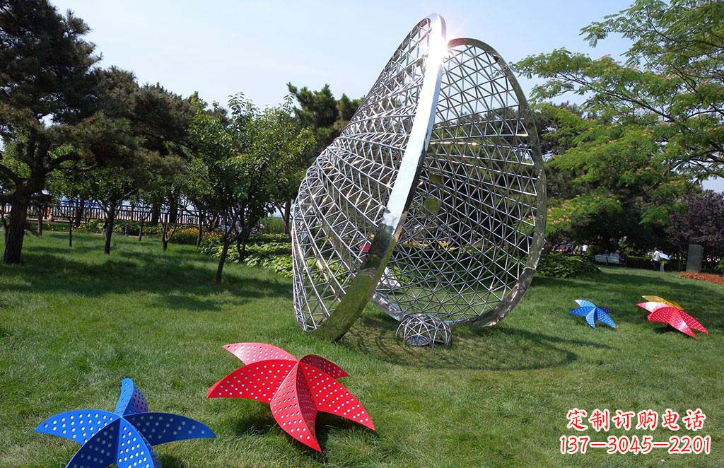 廊坊精美不锈钢贝壳海星景观雕塑