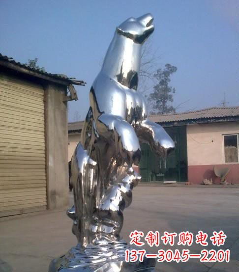 廊坊公园不锈钢抽象北极熊动物雕塑
