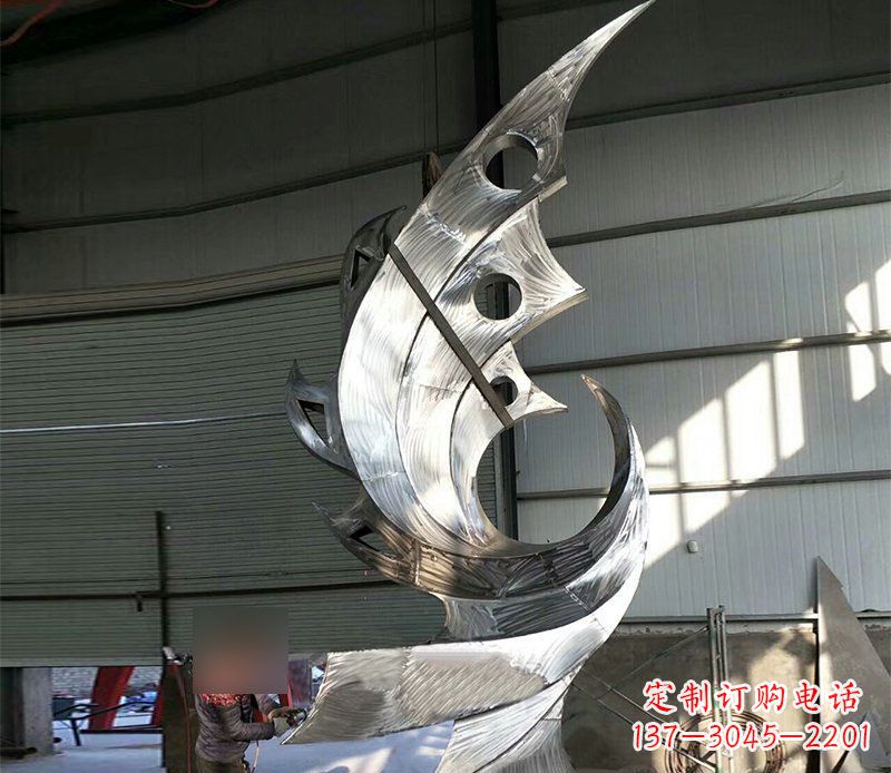 廊坊公园不锈钢抽象凤凰景观雕塑 (3)