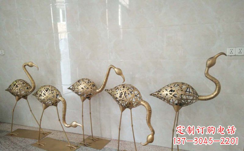 廊坊不锈钢抽象火烈鸟动物雕塑