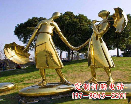廊坊长伴相守,情缘两生——不锈钢抽象情侣雕塑