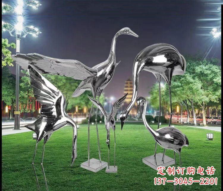 廊坊大型不锈钢仙鹤雕塑