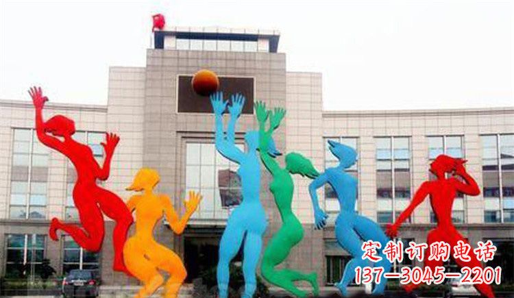 廊坊激情运动的写照不锈钢女孩打篮球雕塑