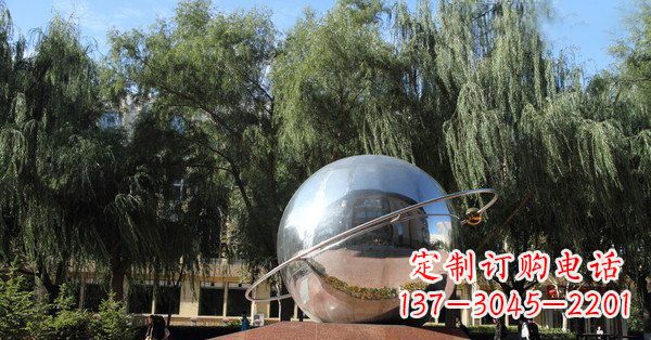 廊坊优雅而充满动感的不锈钢地球与赤道融合雕塑