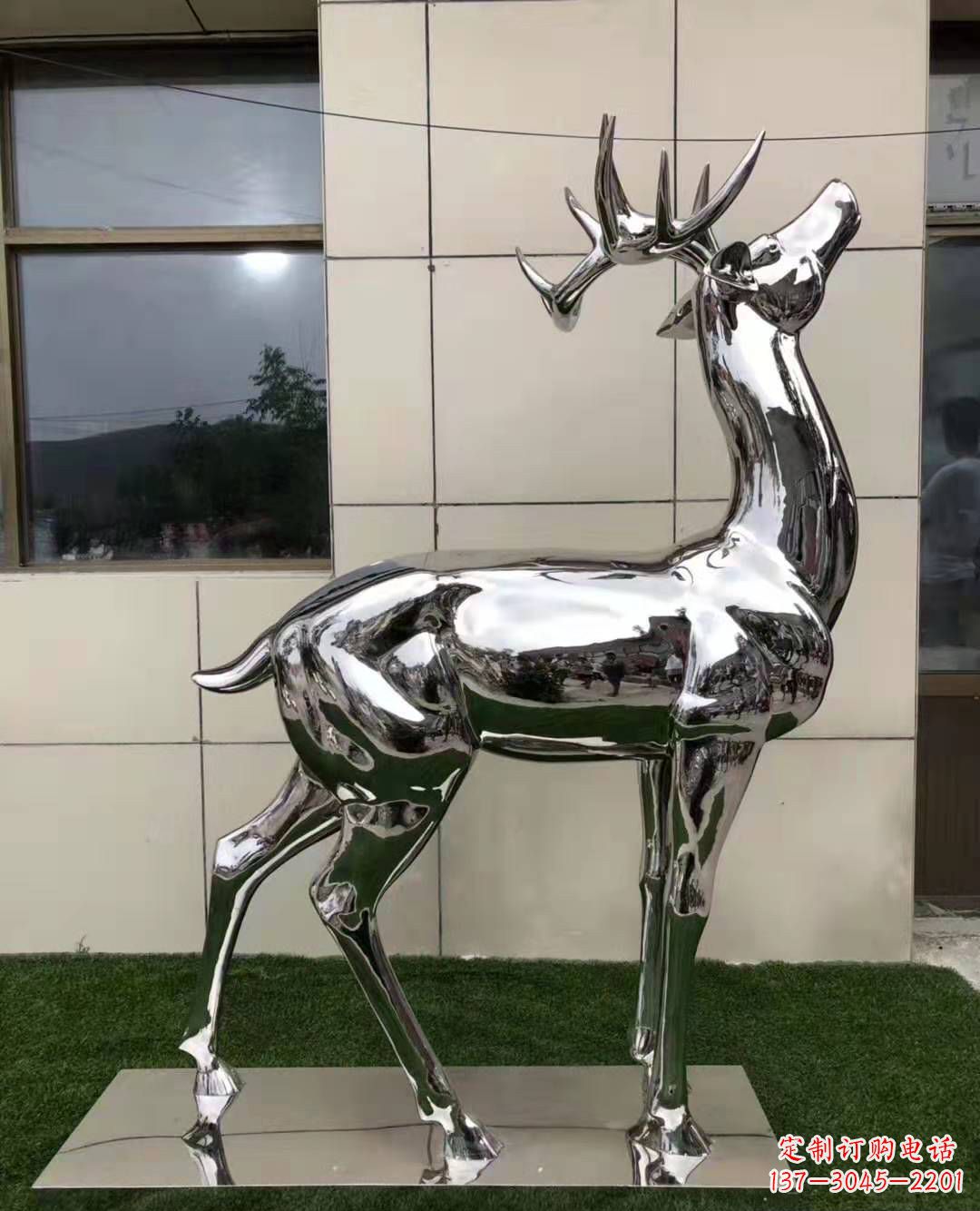 廊坊不锈钢艺术品精美梅花鹿雕塑