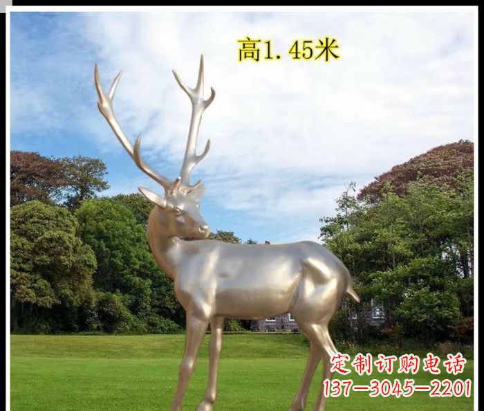廊坊高端室外不锈钢巨型动物鹿雕塑