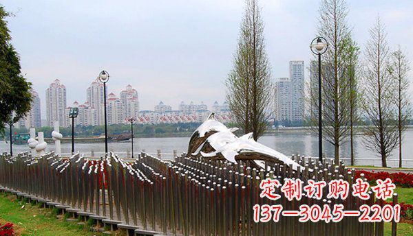 廊坊动物主题不锈钢海豚雕塑