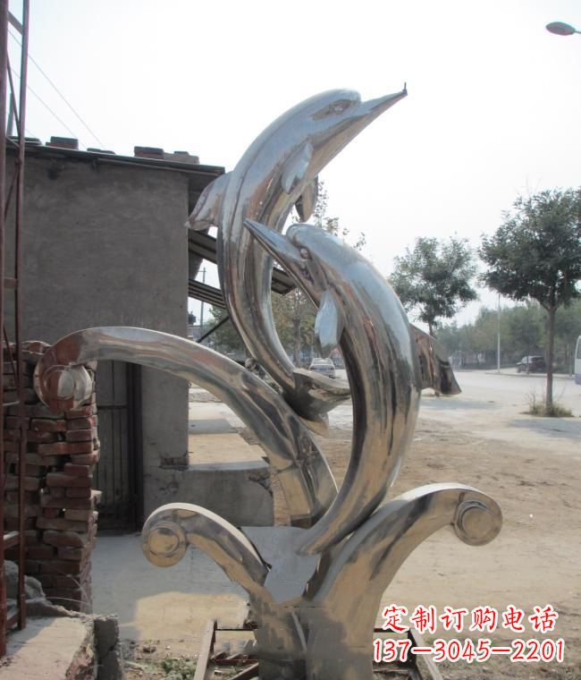 廊坊倾情展示——室外可靠不锈钢海豚雕塑