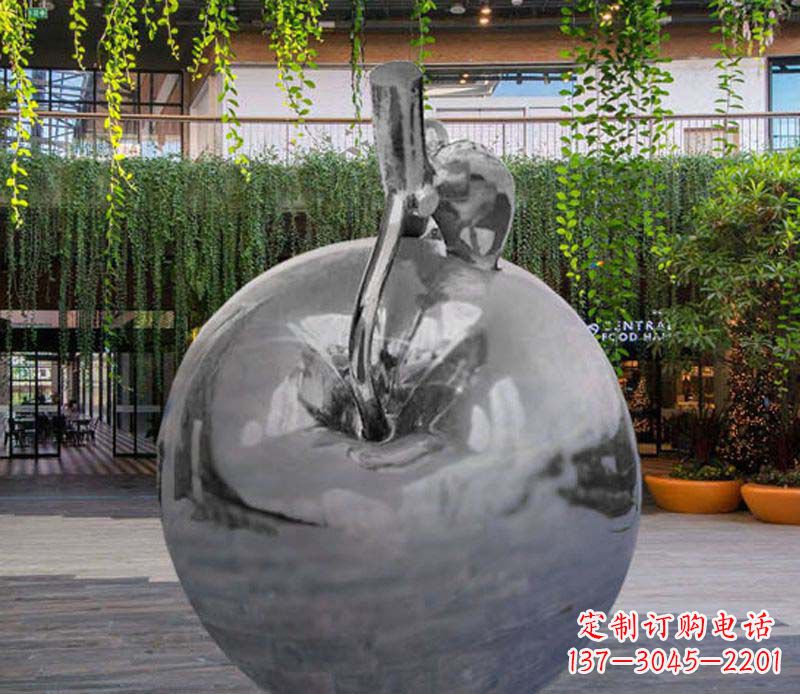 廊坊公园时尚不锈钢镜面苹果雕塑