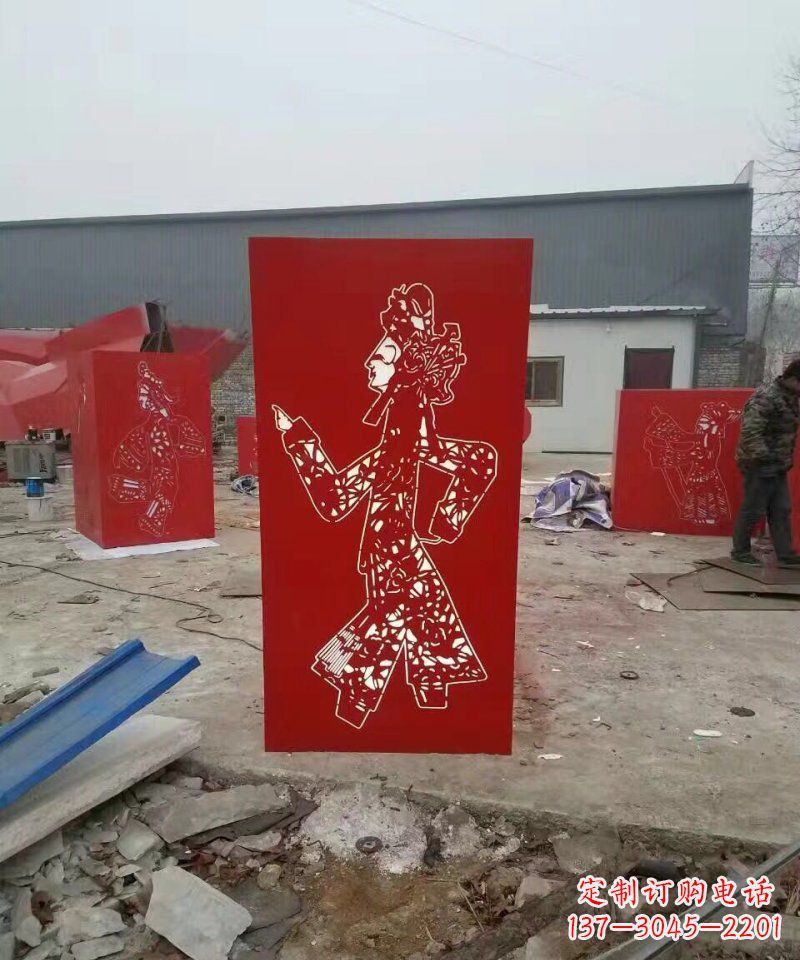 廊坊不锈钢灯罩皮影戏人物雕塑