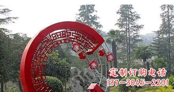 廊坊灵动奔放的不锈钢和梅花圆环雕塑