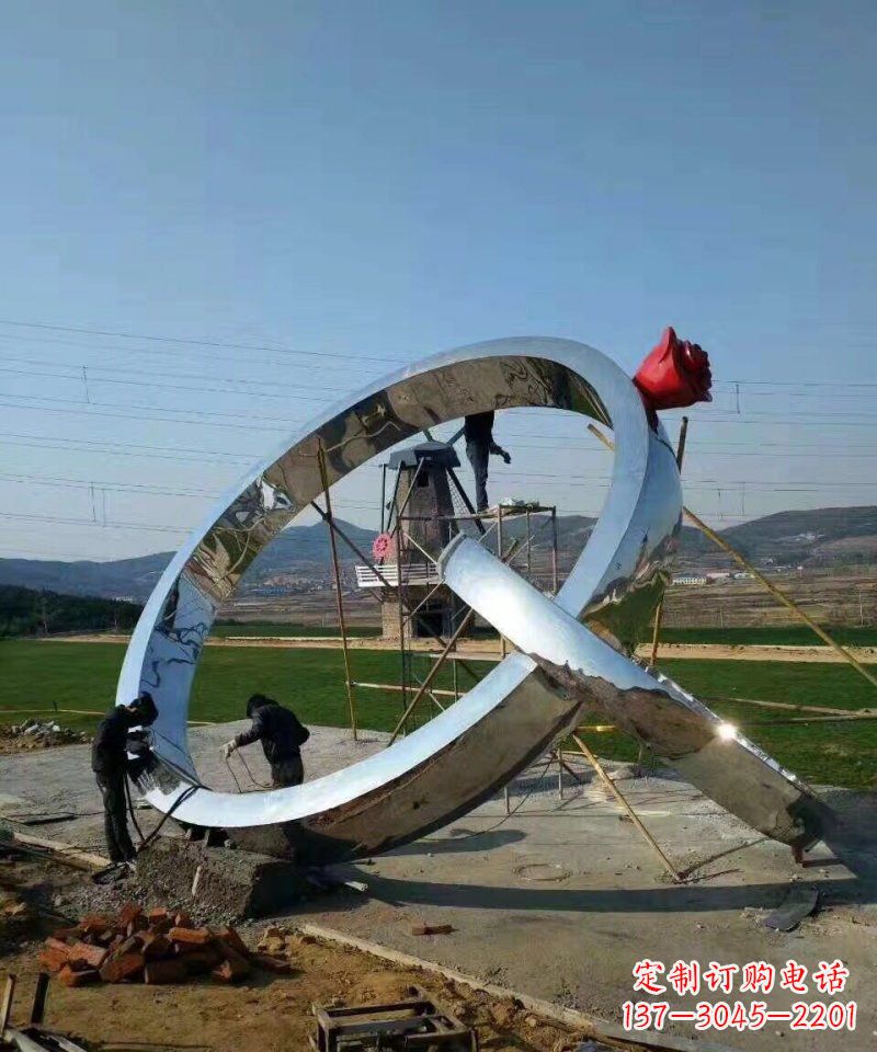 廊坊精美不锈钢玫瑰景观雕塑