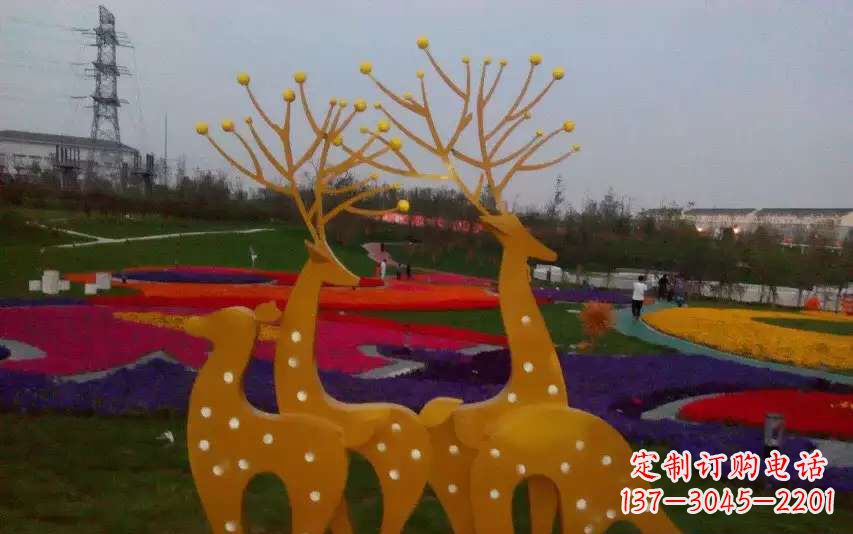 廊坊不锈钢美陈动物鹿雕塑