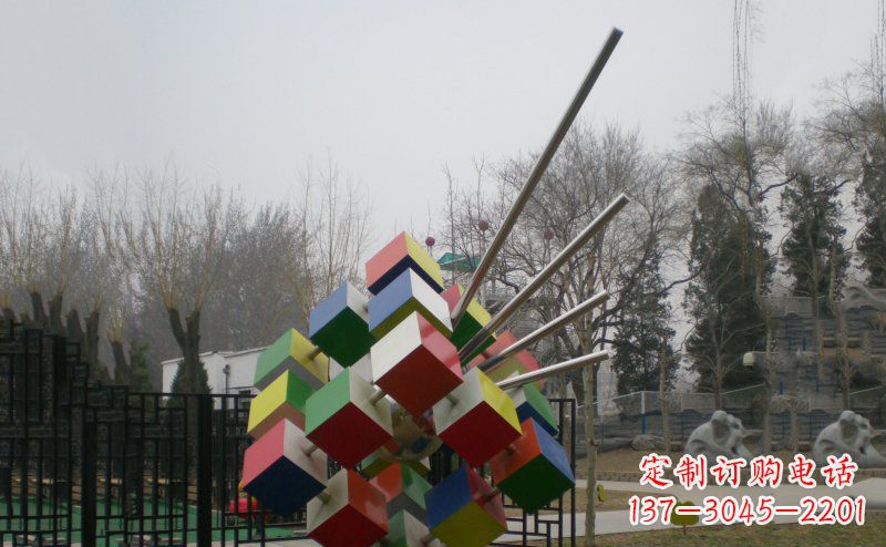 廊坊不锈钢魔方雕塑,玩转您的公园