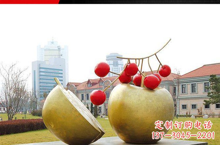 廊坊公园不锈钢苹果樱桃雕塑