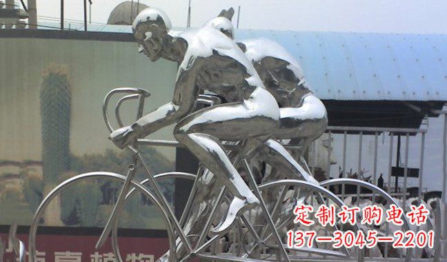廊坊不锈钢骑行自行车雕塑