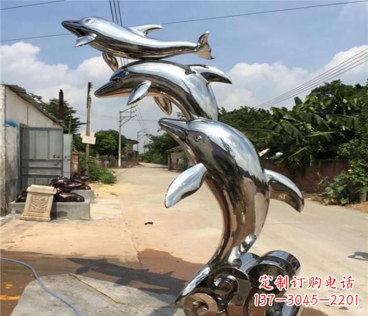廊坊冲浪海豚不锈钢雕塑