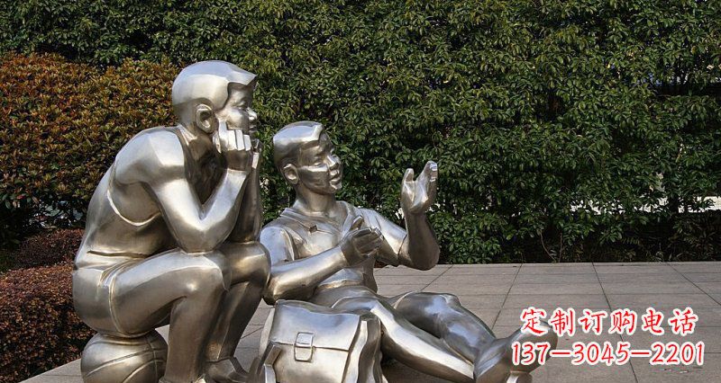 廊坊一起勇敢长大——不锈钢学生雕塑