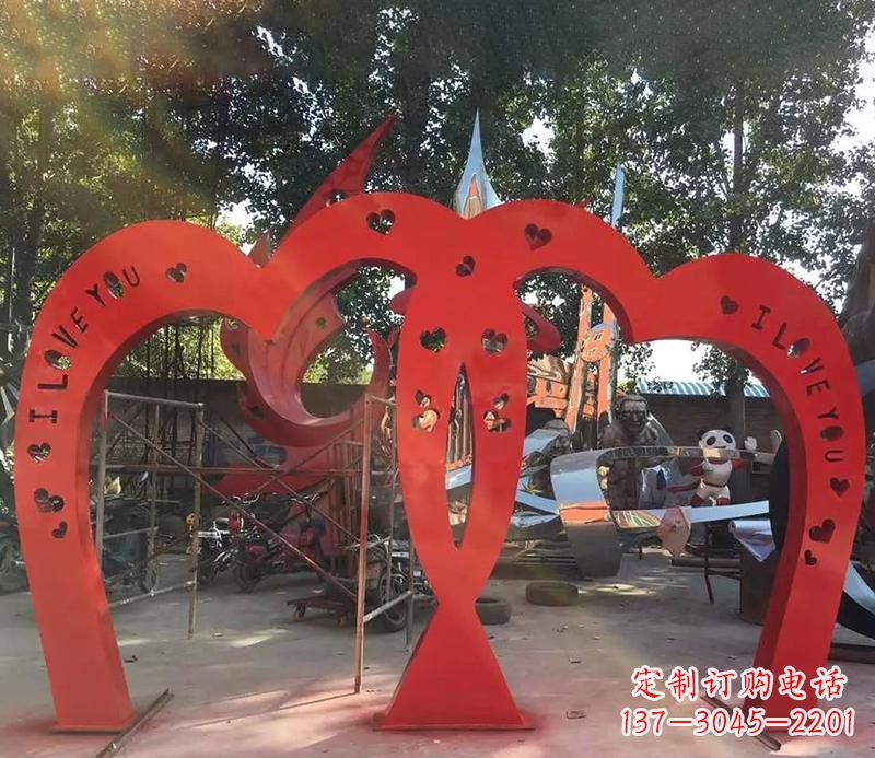 廊坊中领雕塑新款不锈钢心形拱门雕塑