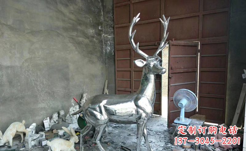 廊坊艺术精美的不锈钢鹿装置雕塑