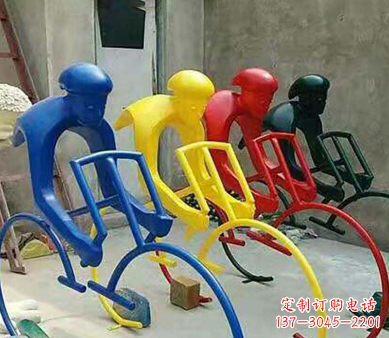 廊坊不锈钢自行车运动人物景观雕塑