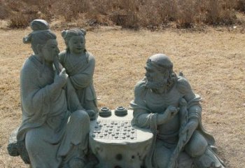 廊坊公园八仙下棋小品铜雕